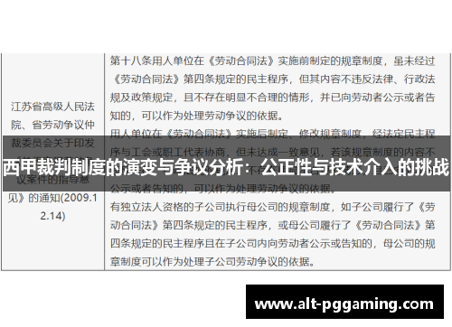 西甲裁判制度的演变与争议分析：公正性与技术介入的挑战